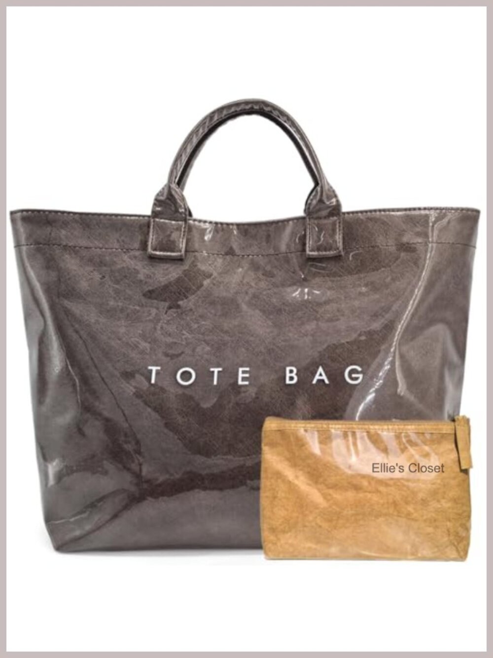 PVC Tote Bag Kraft Paper Letter Print Hobo Handbags Large Tote for Work